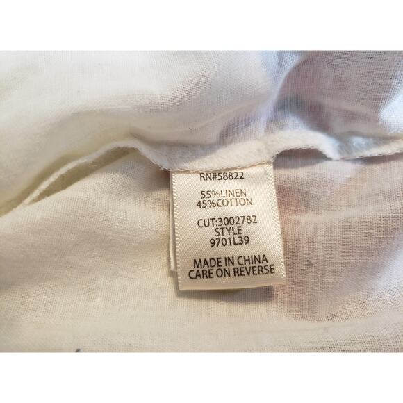 Max Studio Blouse Womens Size L Button Linen Blend Tie Sleeve Office Siren Boho - Picture 7 of 7